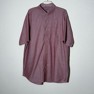 L.L. BEAN Shirt‎ Mens XLT Red Oxford Short Sleeve Button Up Collegecorp Preppy